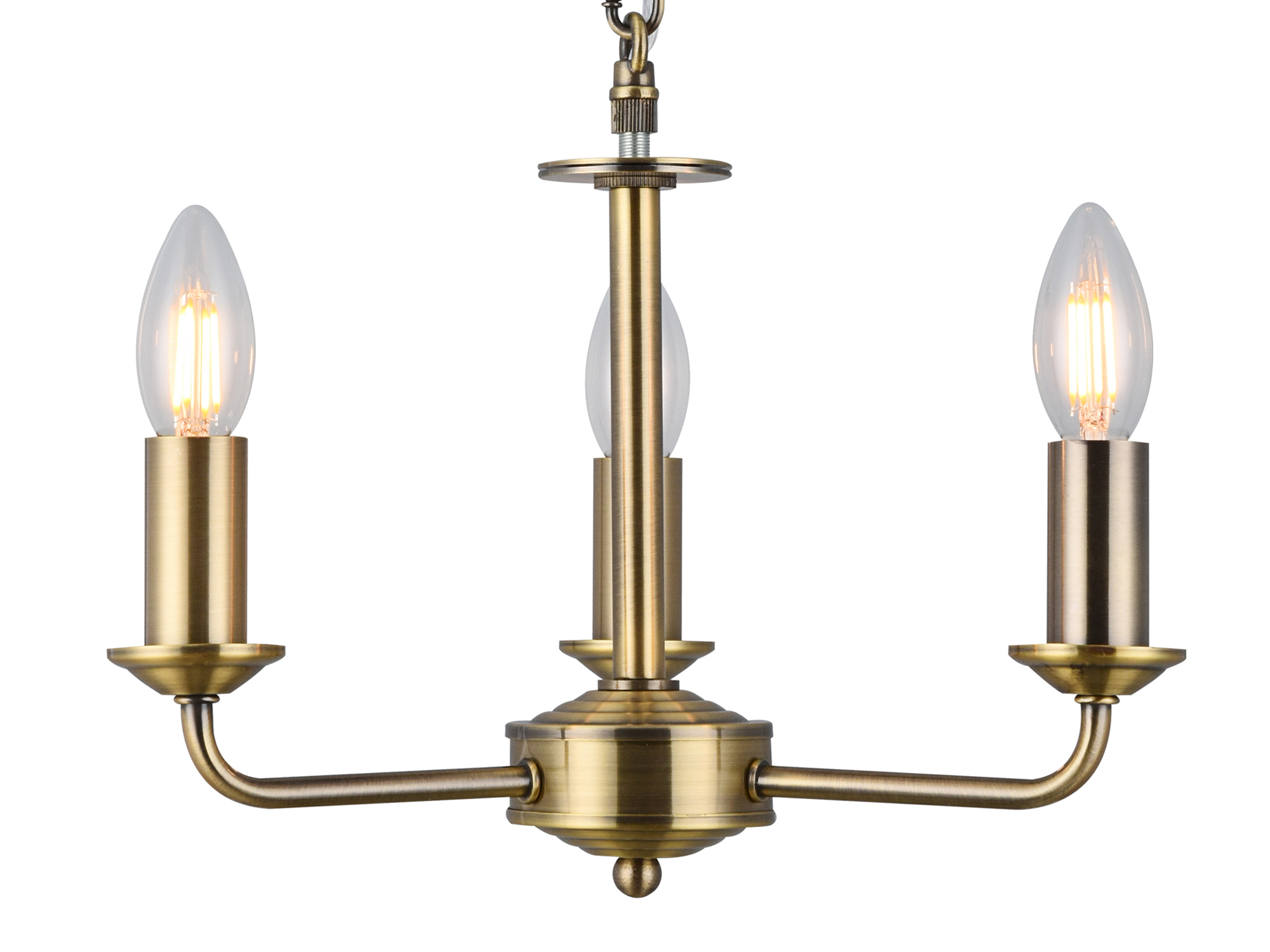Banyan 3 Light Multi Arm Pendant With 45cm x 15cm Organza Shade Antique Brass/Soft Bronze DK0869  Deco Banyan AB SB